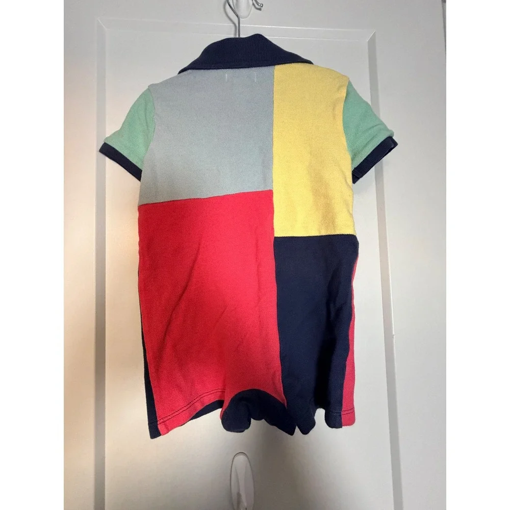 Ralph Lauren Baby Boys Colorblock Polo Romper Multi Color 12M Short Sleeve_147